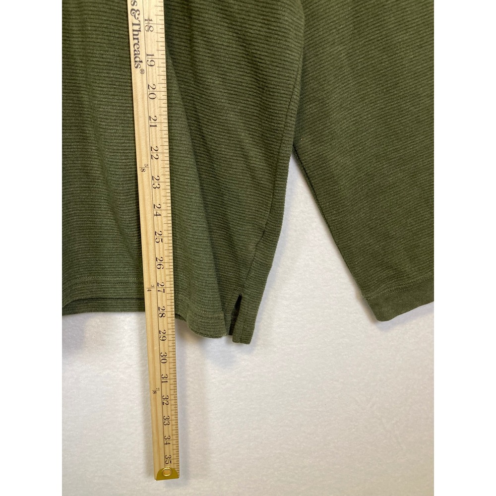 Mens Olive Green Textured Knit Quarter Zip Pullover Sweater‎ XL - Picture 8 of 9